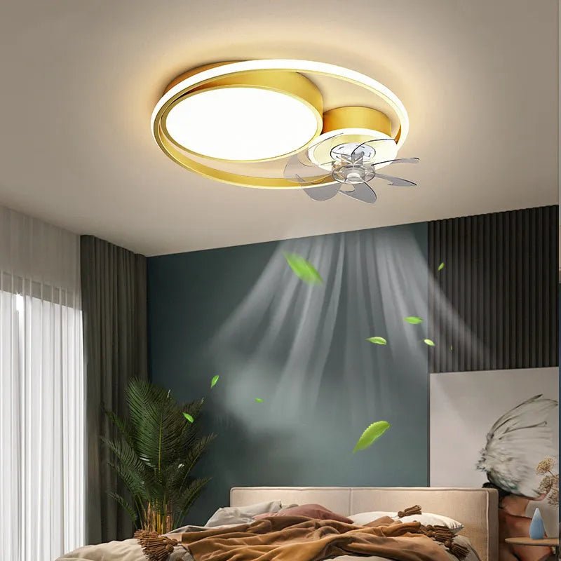 48cm ceiling fan lamp with light fitting showing three metal blades and acrylic lampshade