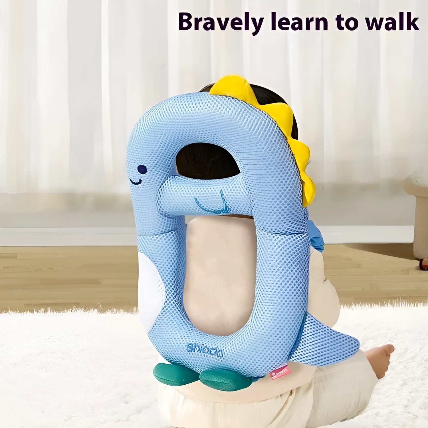 Baby anti-collision pillow with cartoon animal design and EPS bead filling for toddler fall protection