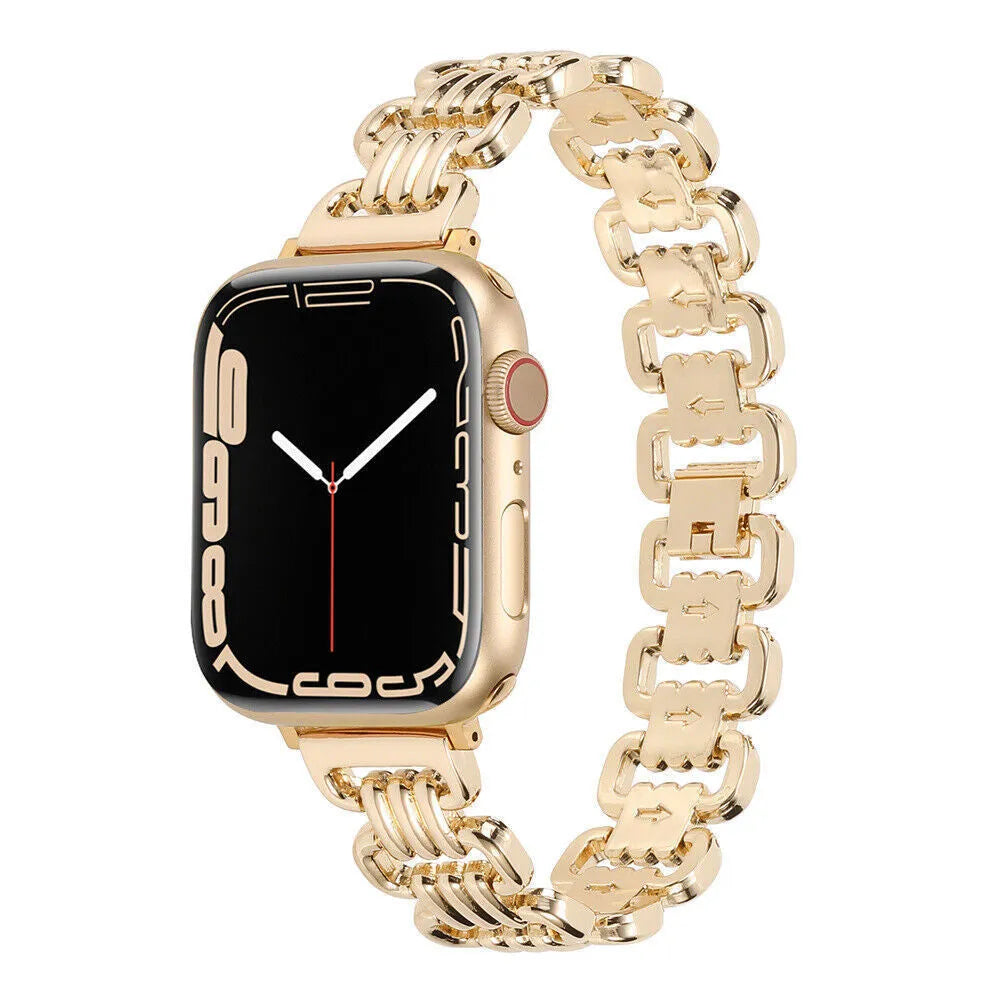 Alloy metal watch bracelet in silver, gold, black, rose gold, and starlight for Apple Watch 38mm to 49mm