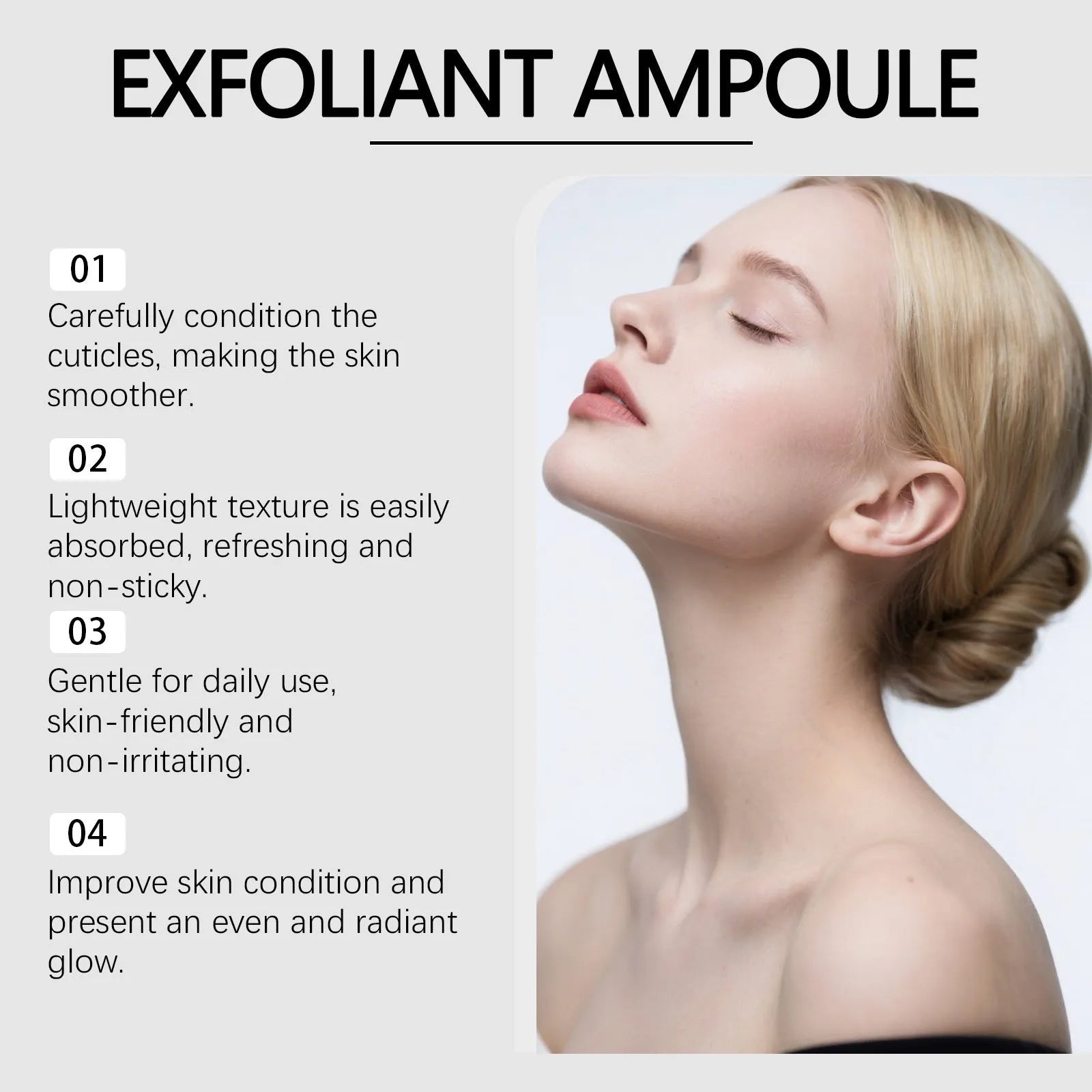 80ml bottle of facial exfoliating liquid with hyaluronic acid and salicylic acid.