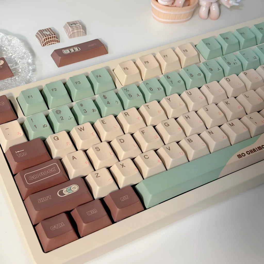 CAP Adaptive mechanical keyboard keycap set in Matcha Theme colour with ergonomic design.
