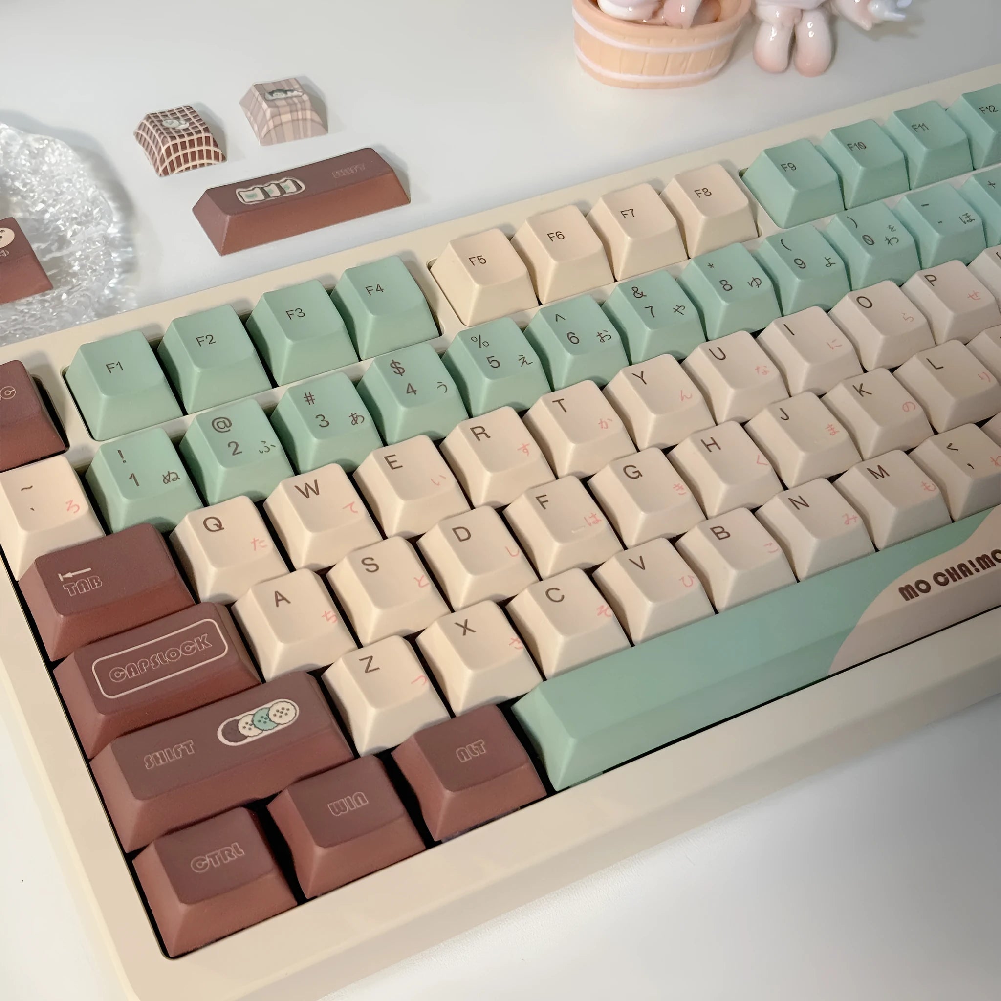 CAP Adaptive mechanical keyboard keycap set in Matcha Theme colour with ergonomic design.