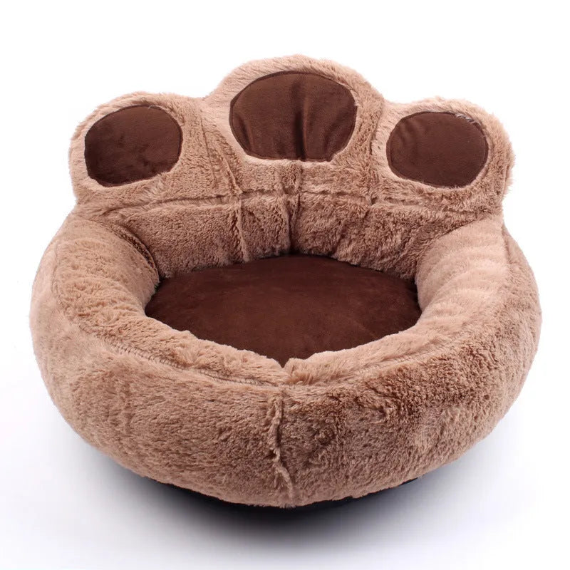 Teddy pet mat bear paw kennel short plush PP cotton coffee colour multiple sizes