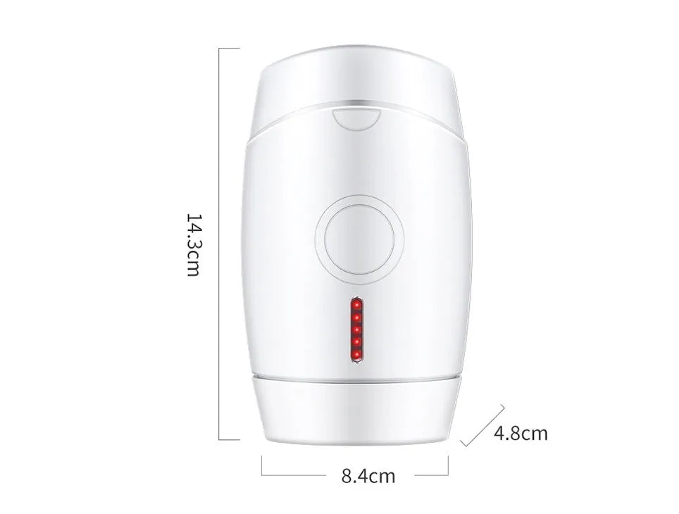 White home laser hair removal instrument with five energy adjustment buttons and compact handheld design