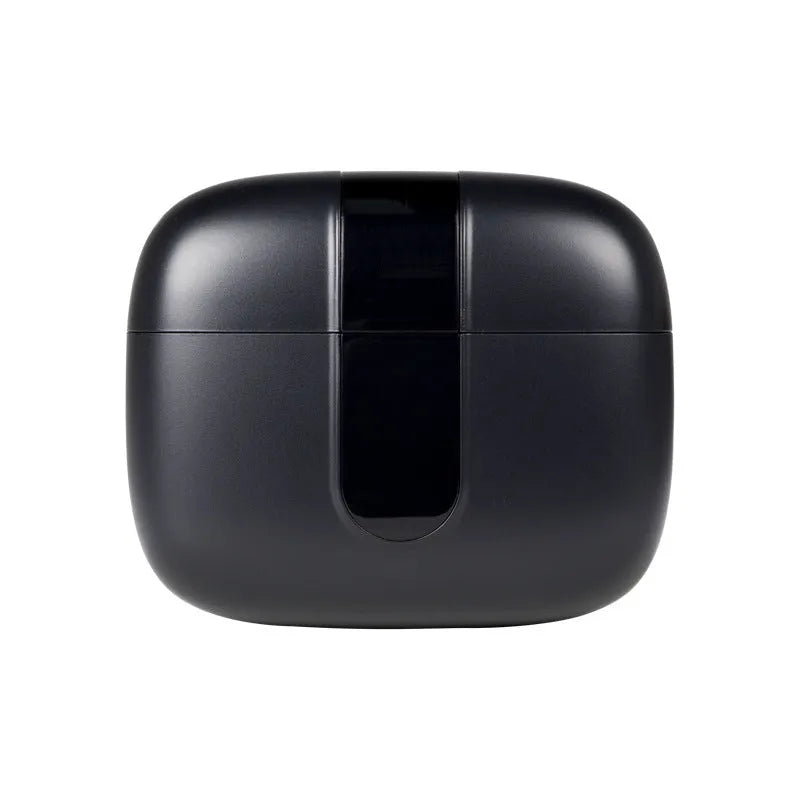 Jerry X08 black wireless Bluetooth in-ear headset with digital display and USB charging case.