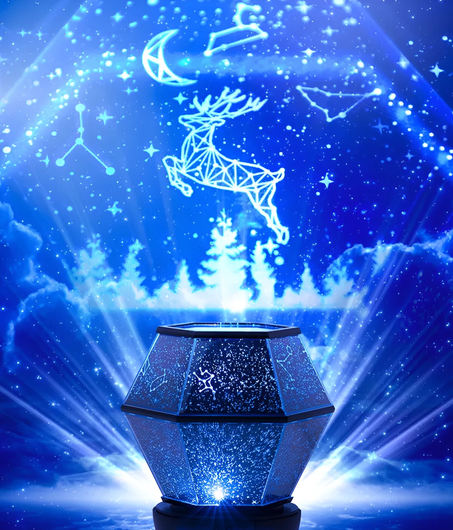 Children's rotating star night light with LED lights in three colour modes