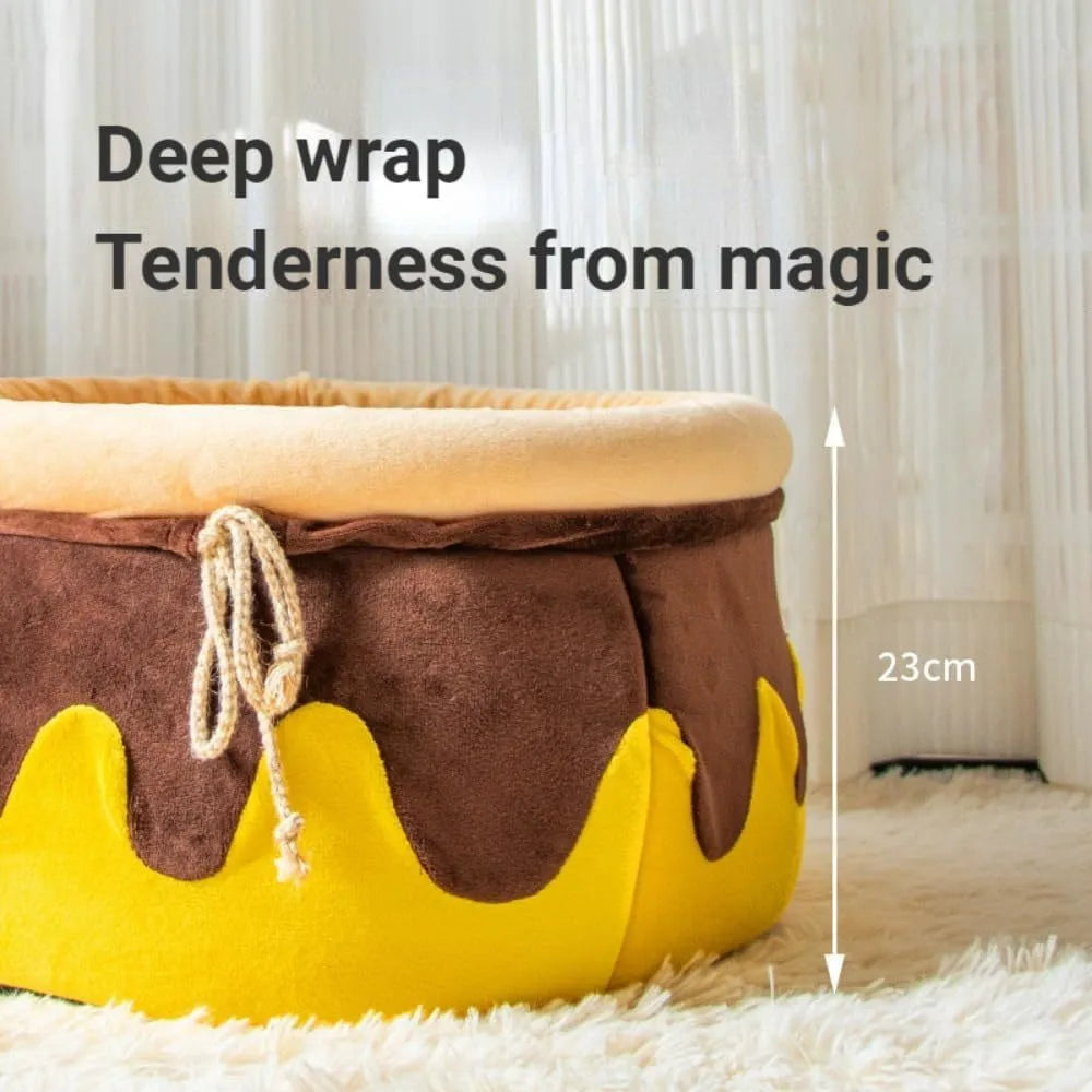 Honey pot shaped cat sofa bed in soft fabric with removable nest pad for small pets