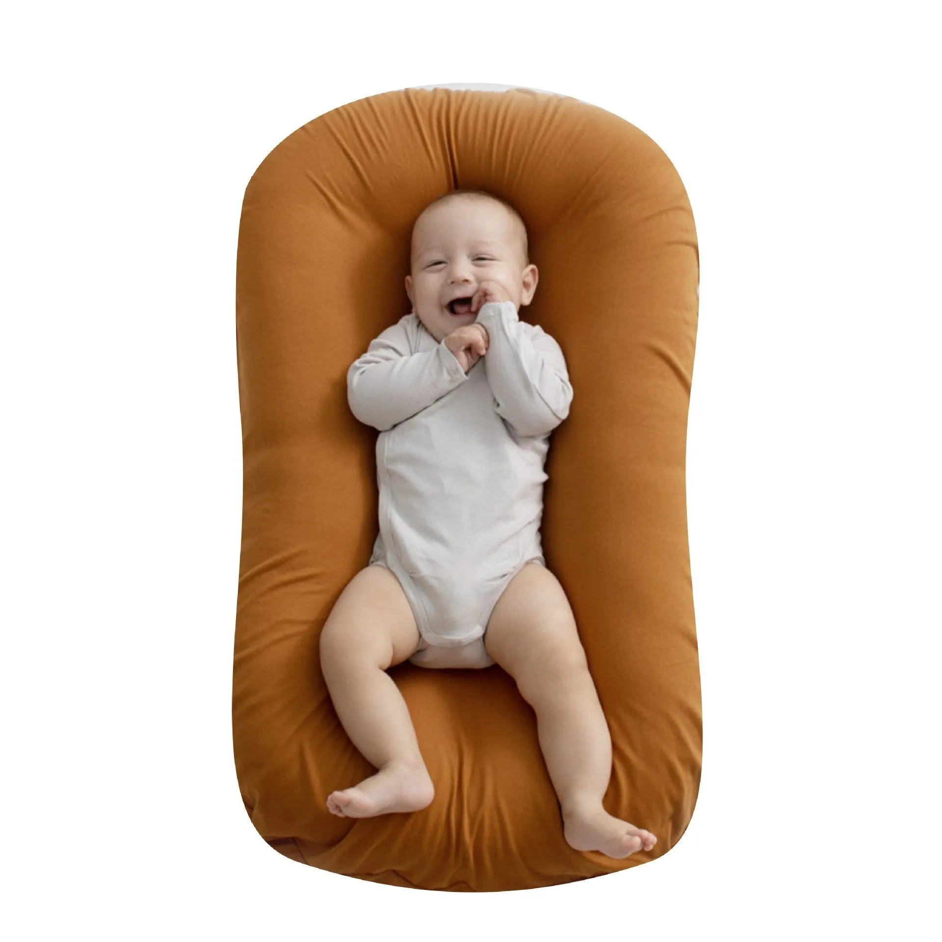 Beige portable cotton baby nest crib for newborns measuring 75cm by 45cm