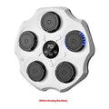 Black hanging-style boxing wall target with Bluetooth music control for home fitness.