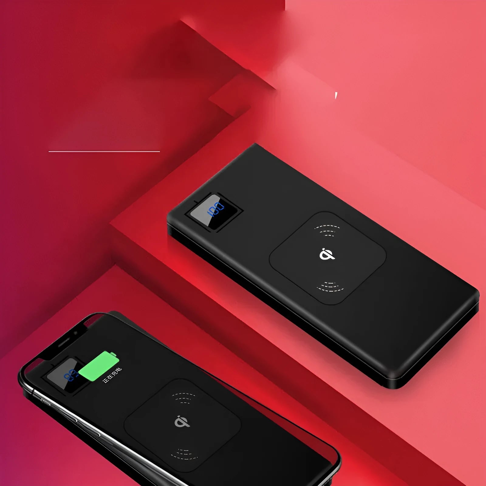 Portable power bank with LCD display in alloy shell, available in multiple colours and capacities