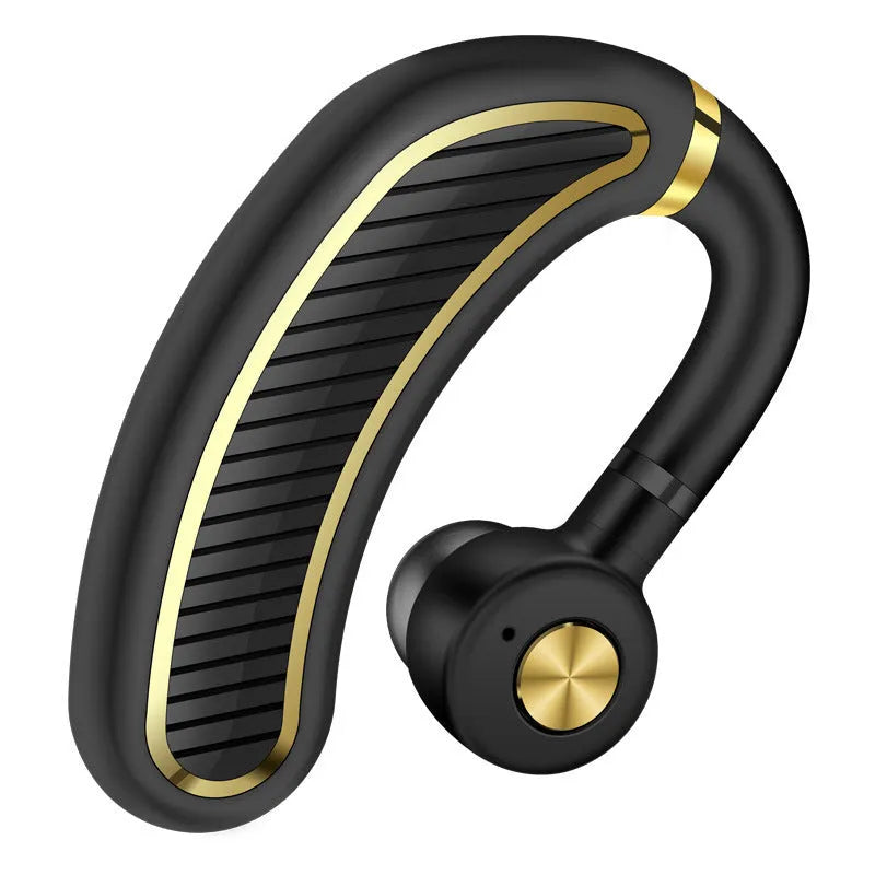 Sweatproof wireless earphones in black gold, black silver, box, and white gold colour options.