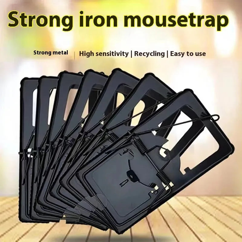 Automatic mouse cage trap with metal and plastic construction for indoor rodent control