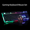 GTX300 black and white gaming keyboard and mouse set with backlit keys and ergonomic curved design
