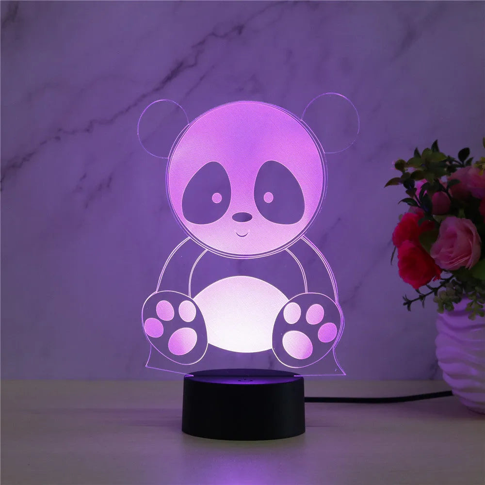 Panda 3 remote control night light with seven colour options and touch controls