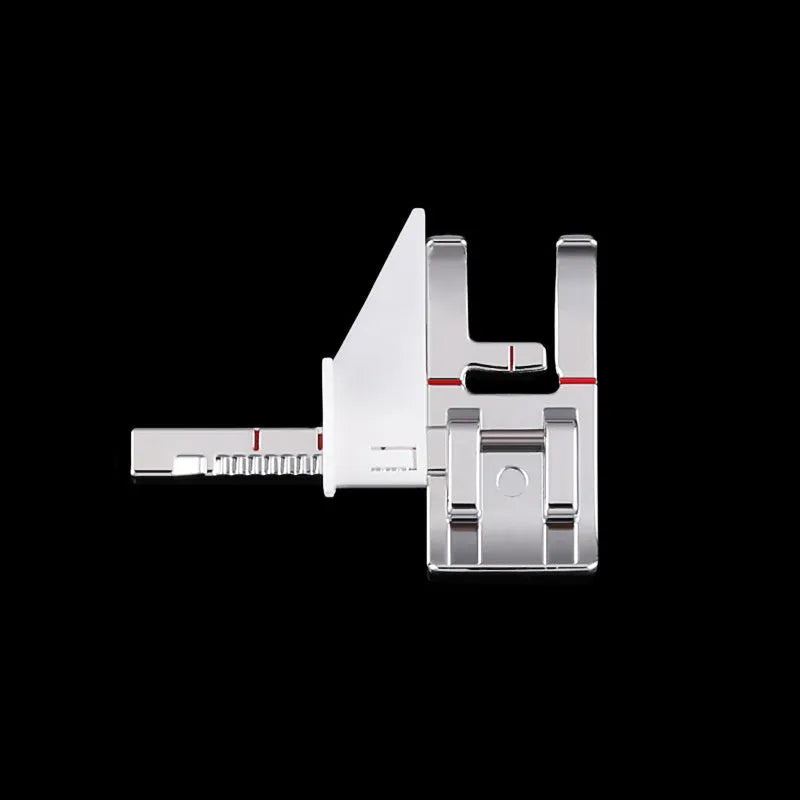 Regular Presser Foot For Household Sewing Machine - Adjustable Snap-On Seam Guide With Red Line Alignment - Low Shank Fit For Topstitching Quilting - Fixed Gauge 9.6gram Lightweight Presser Foot Accessory