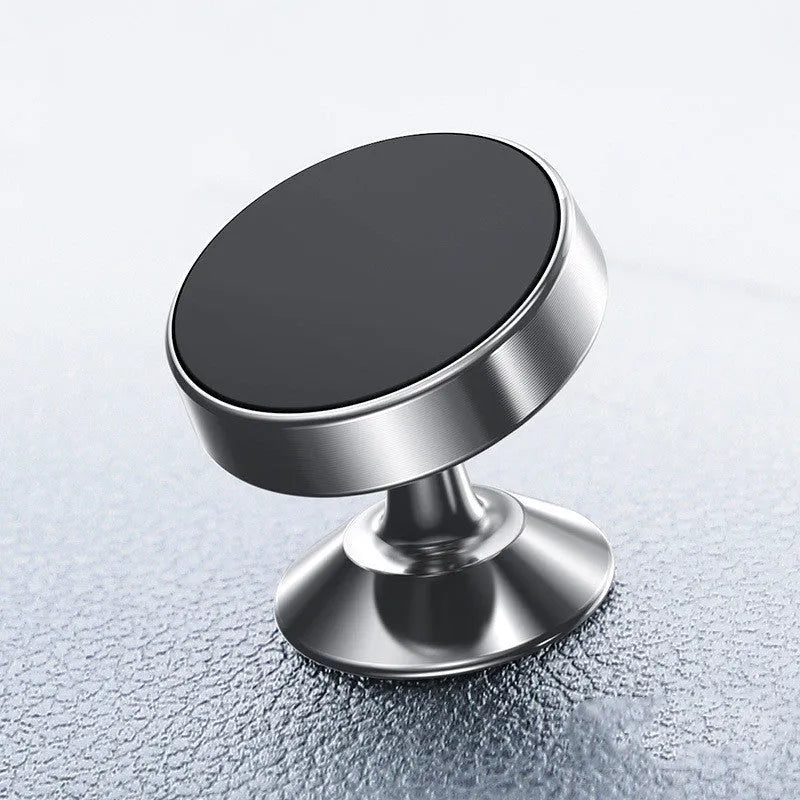 Magnetic car phone holder in aluminium alloy with CD texture, shown in black, gold, and silver colours.
