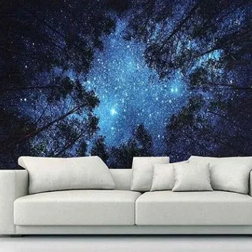 Printed polyester forest starry wall hanging tapestry in 150x100 cm size for home decoration
