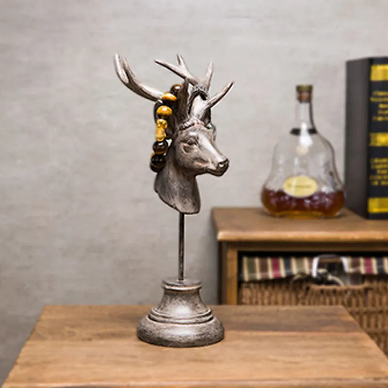Natural resin animal sculpture home decoration ornament with vintage finish in black, white and wood colour options