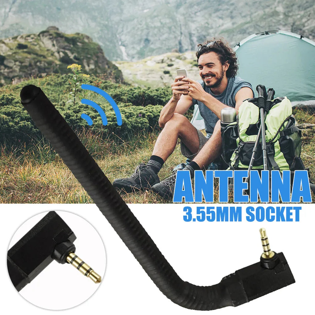 A black wideband mobile phone signal booster antenna with a magnetic base, measuring 13.6 cm long.