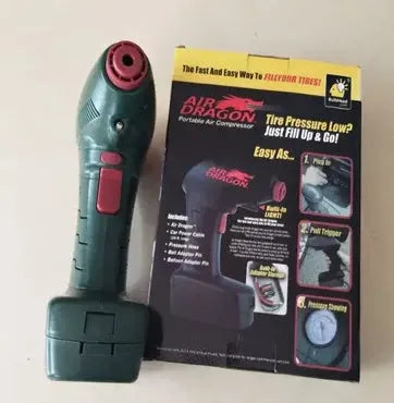 Portable electric car tyre inflator pump with motor unit.