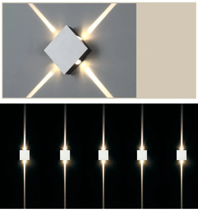 Modern square and round aluminium LED wall lights with iron lampshades in warm white or white light