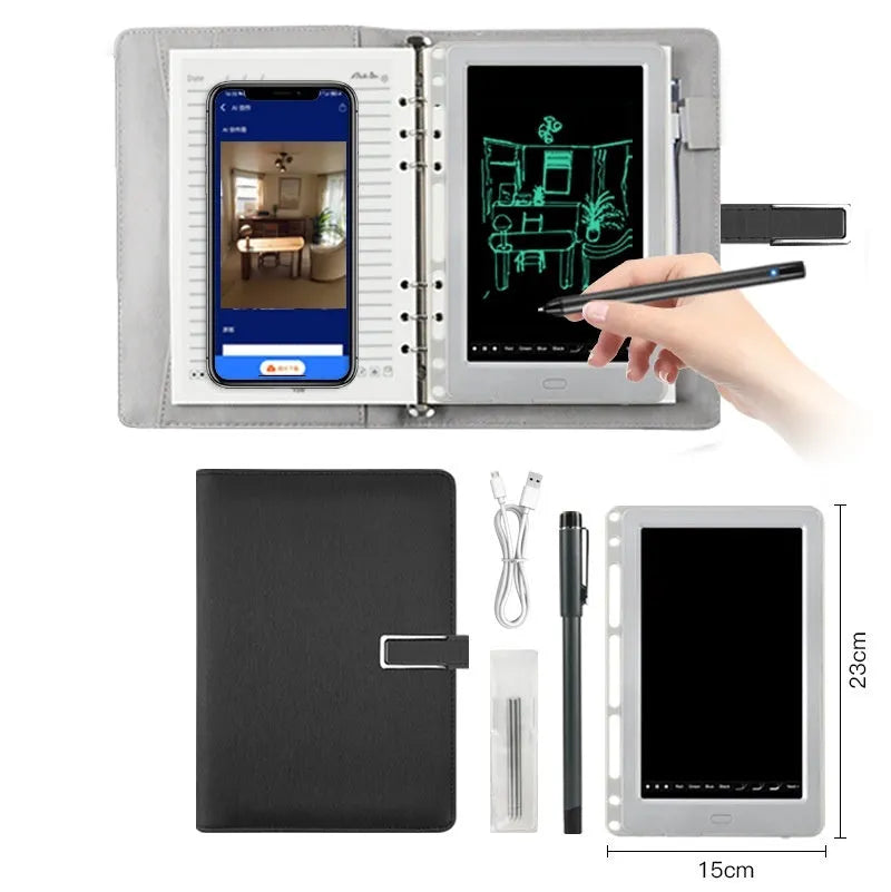 85-inch electronic writing pad with stitching appearance in choice of black, dark blue, or sky blue