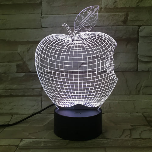 3D fruit decorative night light with colourful LED illumination and acrylic shade