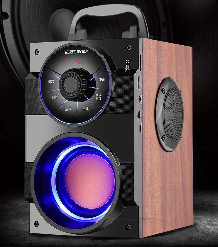 Black mini portable audio system with subwoofer, satellite speakers, and 1.2m connection cable