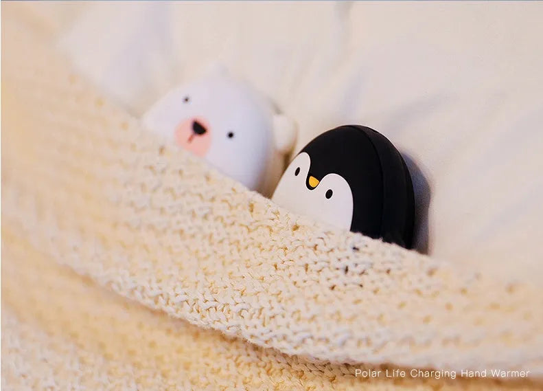 Cartoon penguin and polar bear design USB rechargeable hand warmer and power bank