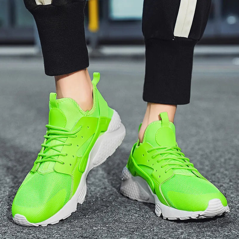Men's mesh casual shoes with cross strap in green, red, or yellow colours