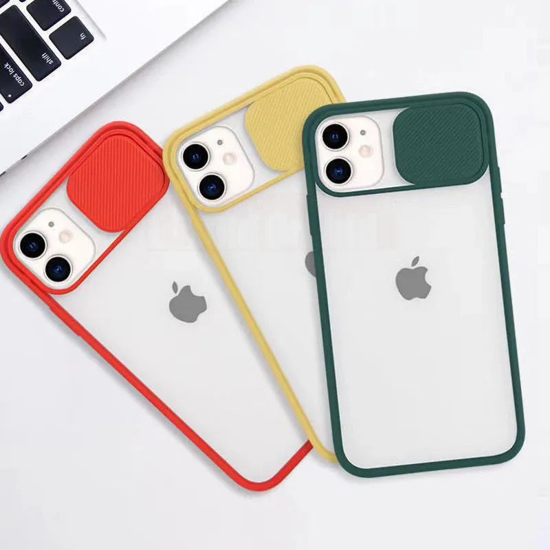 Frosted frame silicone phone case in pure color showing raised lens protection for iPhone