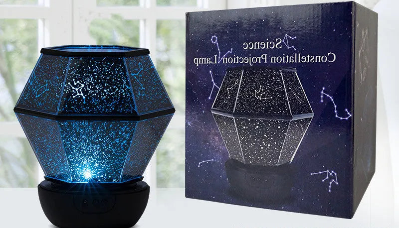 Children's rotating star night light with LED lights in three colour modes