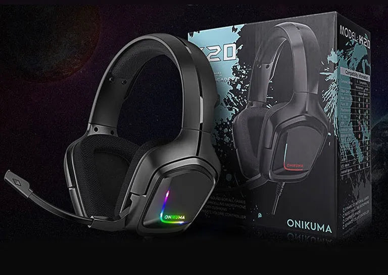 RGB wired gaming headset with cloth earmuffs and braided cable in camouflage colour options