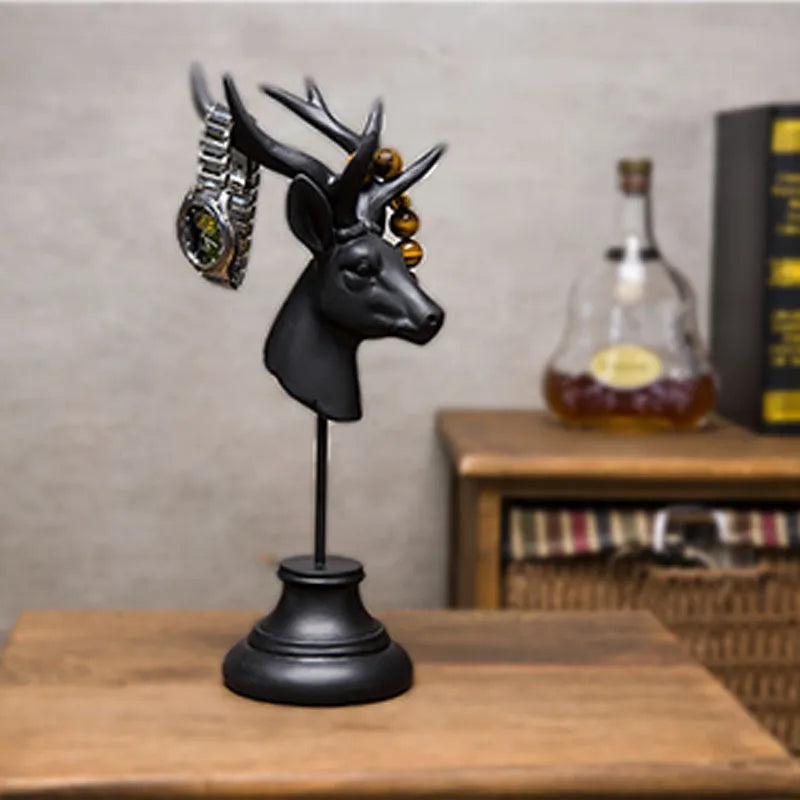 Natural resin animal sculpture home decoration ornament with vintage finish in black, white and wood colour options