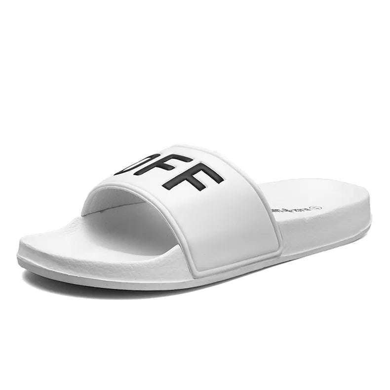 Men's large size open-toe slippers with rubber sole in black and white colour options
