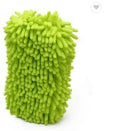 Silvery green chenille car wash sponge measuring 14 by 25 centimetres