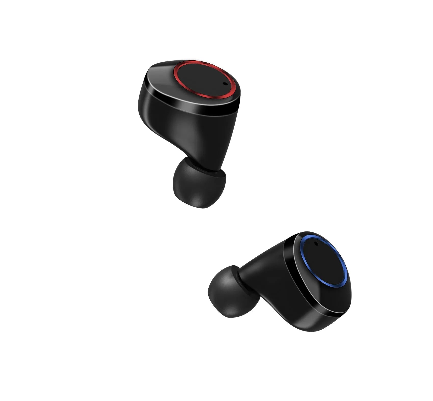 Black X11 Sky-Free wireless Bluetooth earbuds with touch controls and a white charging case.