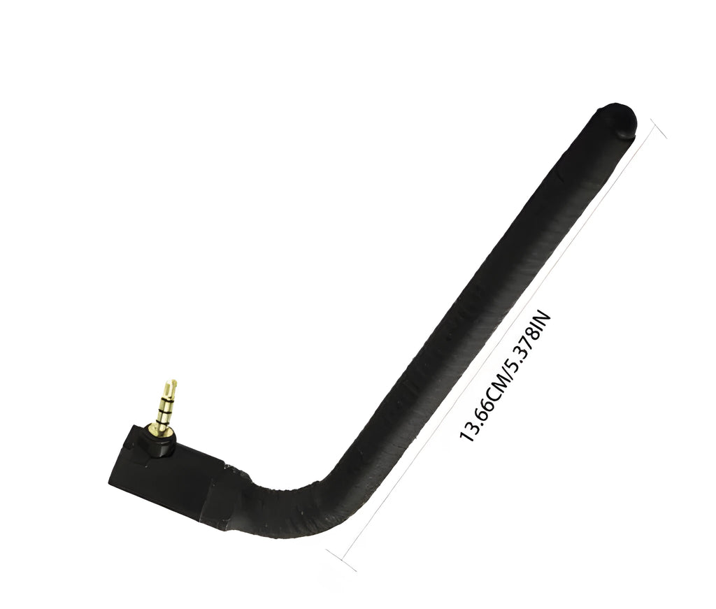 A black wideband mobile phone signal booster antenna with a magnetic base, measuring 13.6 cm long.