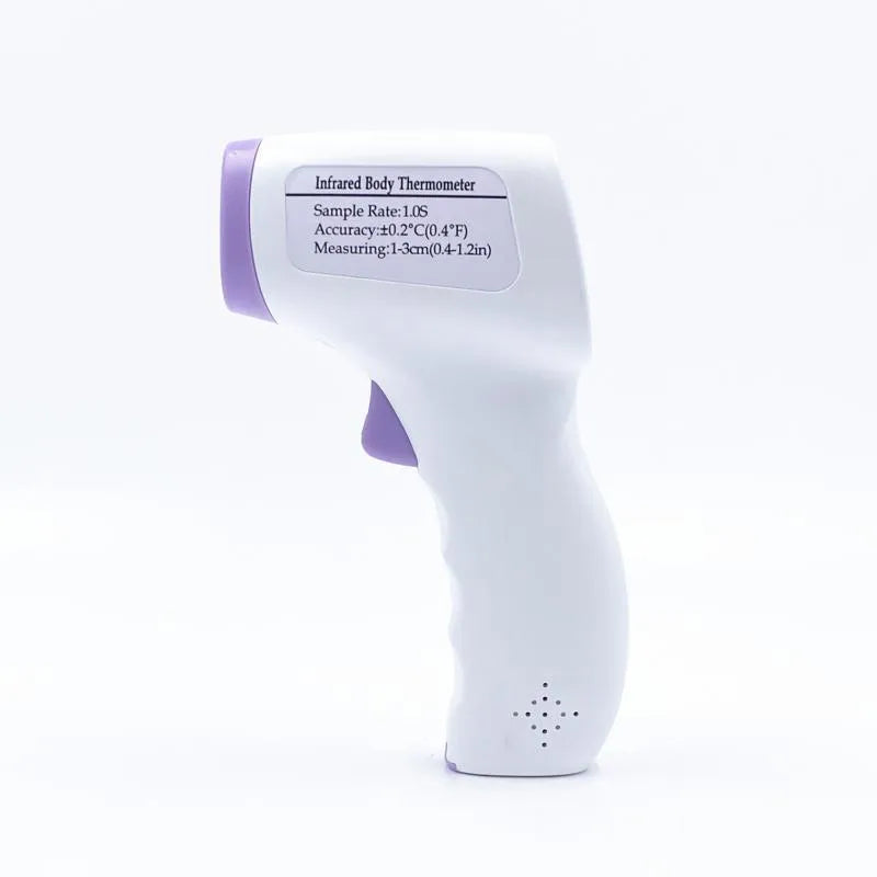 White digital non-contact thermometer for temperature measurement.
