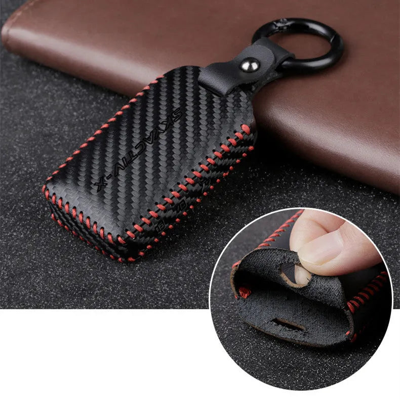 Angkesaila car leather key case in 3D carbon fibre pattern for Angkesaila model key fob