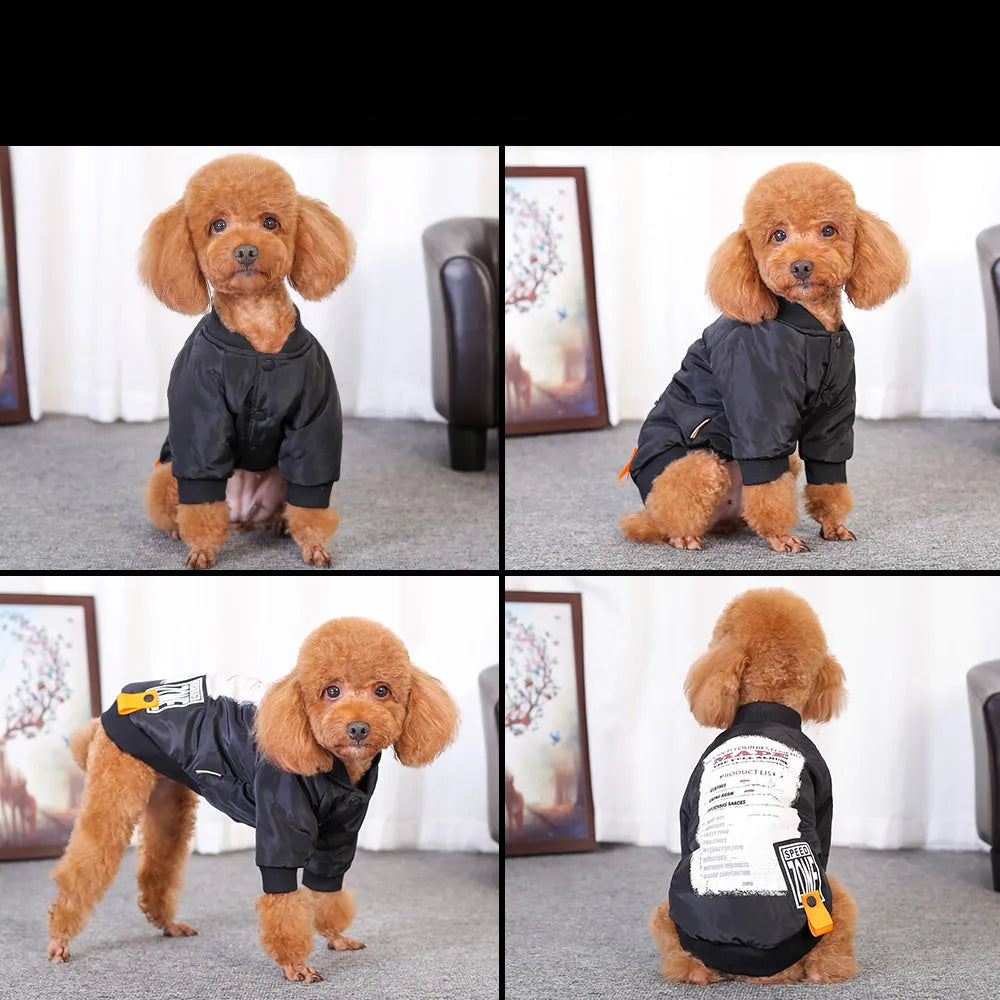 Printed cotton dog clothes winter casual black colour pet clothing for small medium dogs