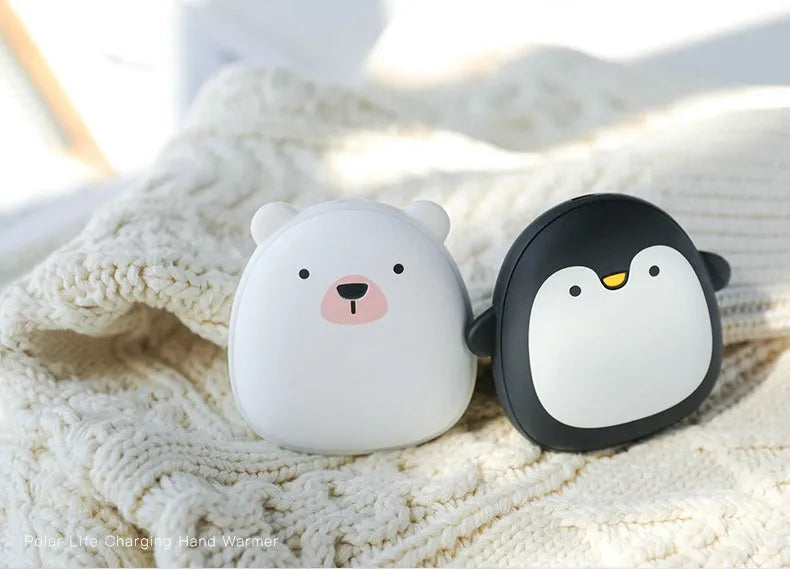Cartoon penguin and polar bear design USB rechargeable hand warmer and power bank