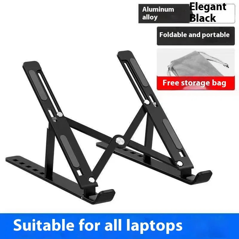 Silver aluminium alloy folding laptop stand with silicone padding for 16-inch or 18-inch devices