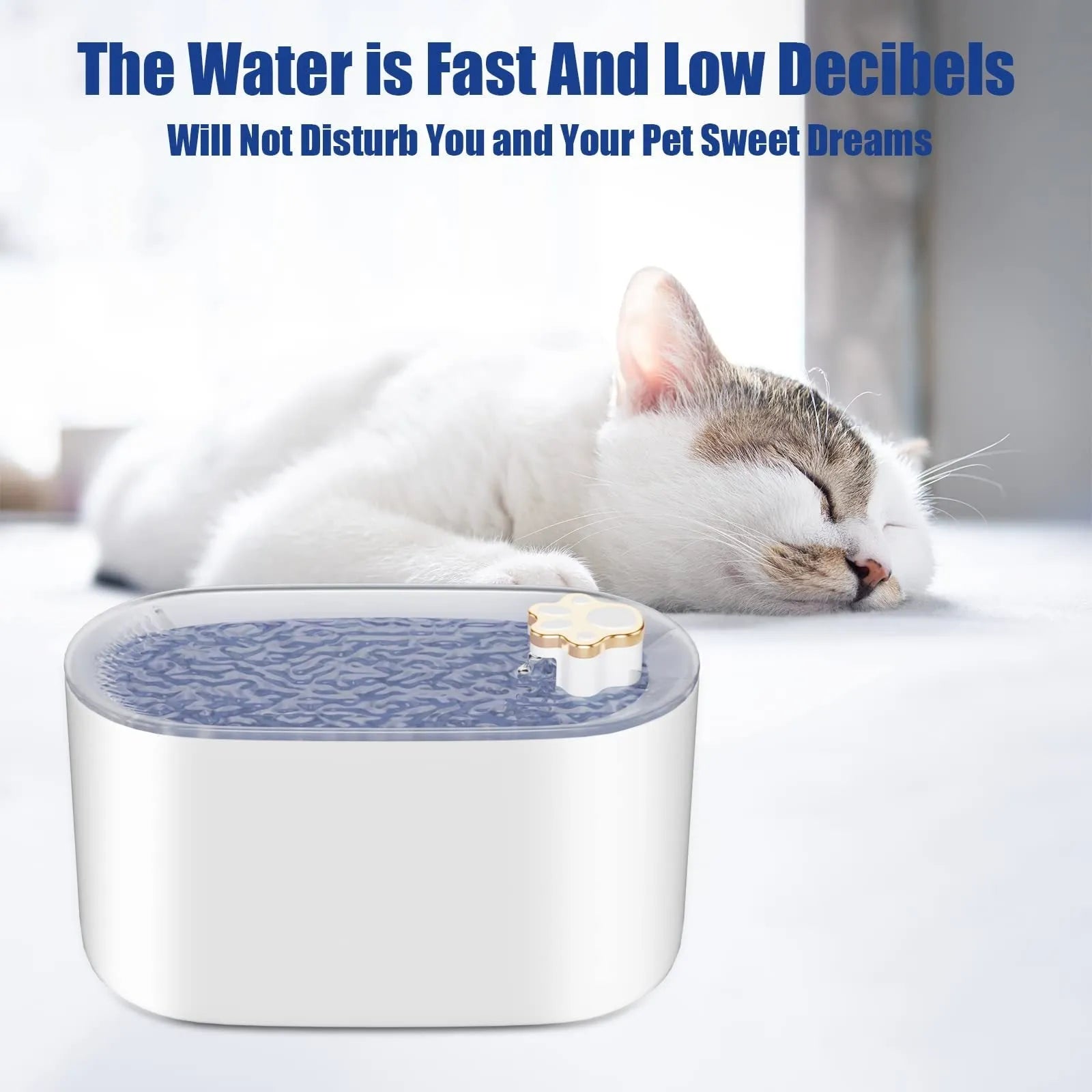 3L automatic cat water fountain in Berlin Blue with LED light indicator and triple filter system for pets