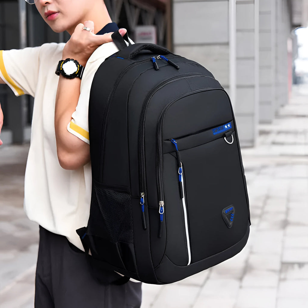 Men's Oxford cloth schoolbag in red with letter pattern and air pillow belt burden reduction system