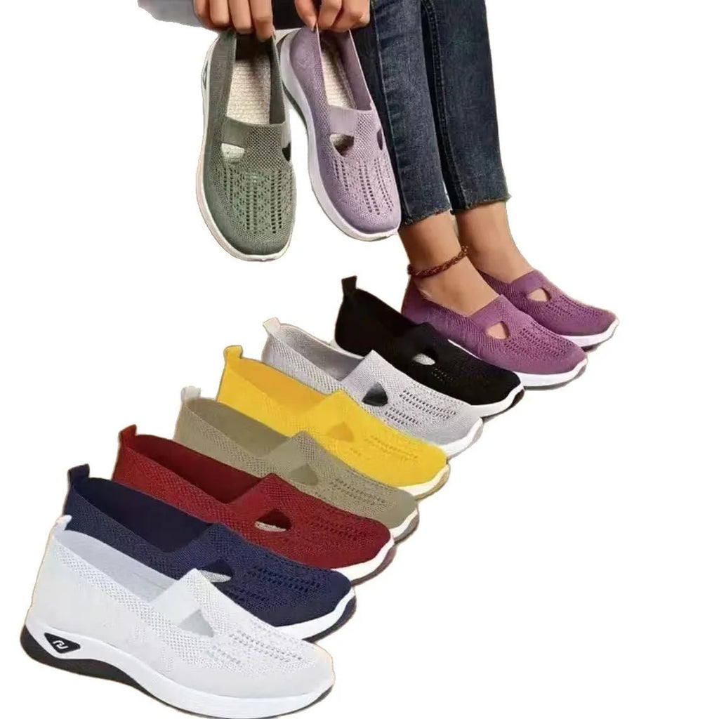 Casual mesh shoes with T-strap design and soft PVC soles in various colours