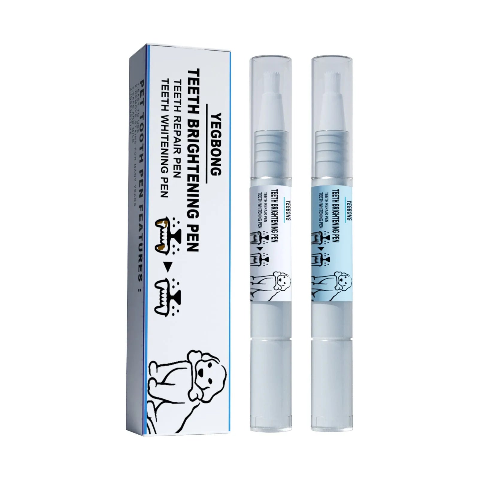 Yegbong pet teeth whitening pen twin pack with dental brushes for dog and cat dental care
