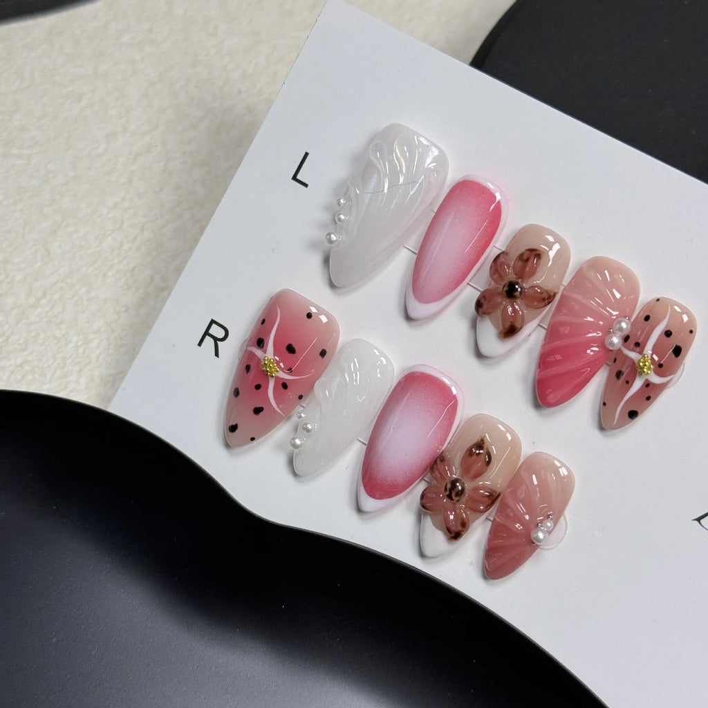 Hand-painted three-dimensional nail beauty patches with embossed carved designs