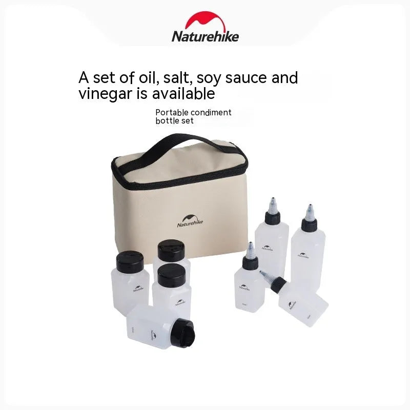 Naturehike portable six-piece plastic seasoning bottle set for outdoor camping and picnics