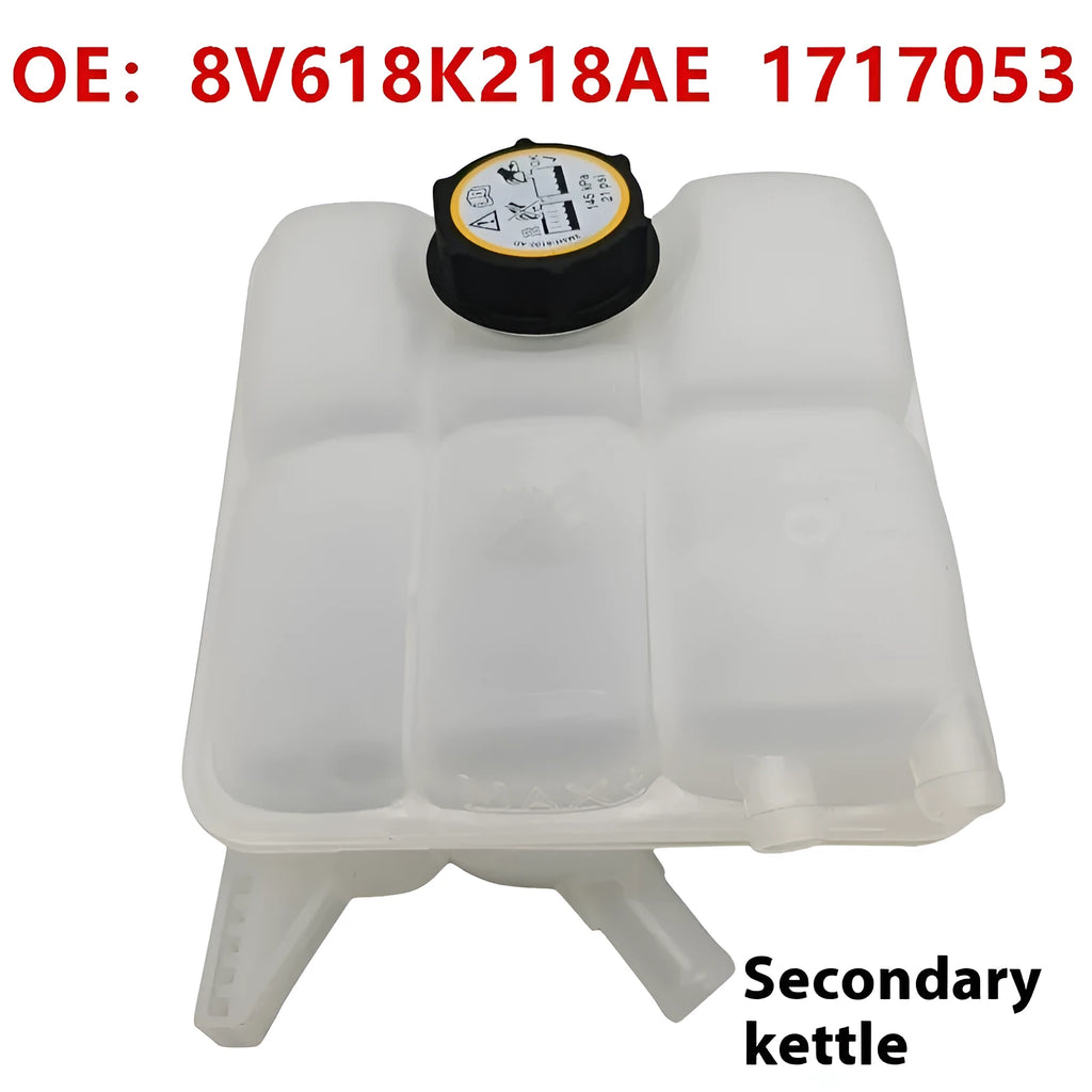White plastic secondary water tank for Ford, compatible with 8V618K218AE 1717053 CV6Z8A080A